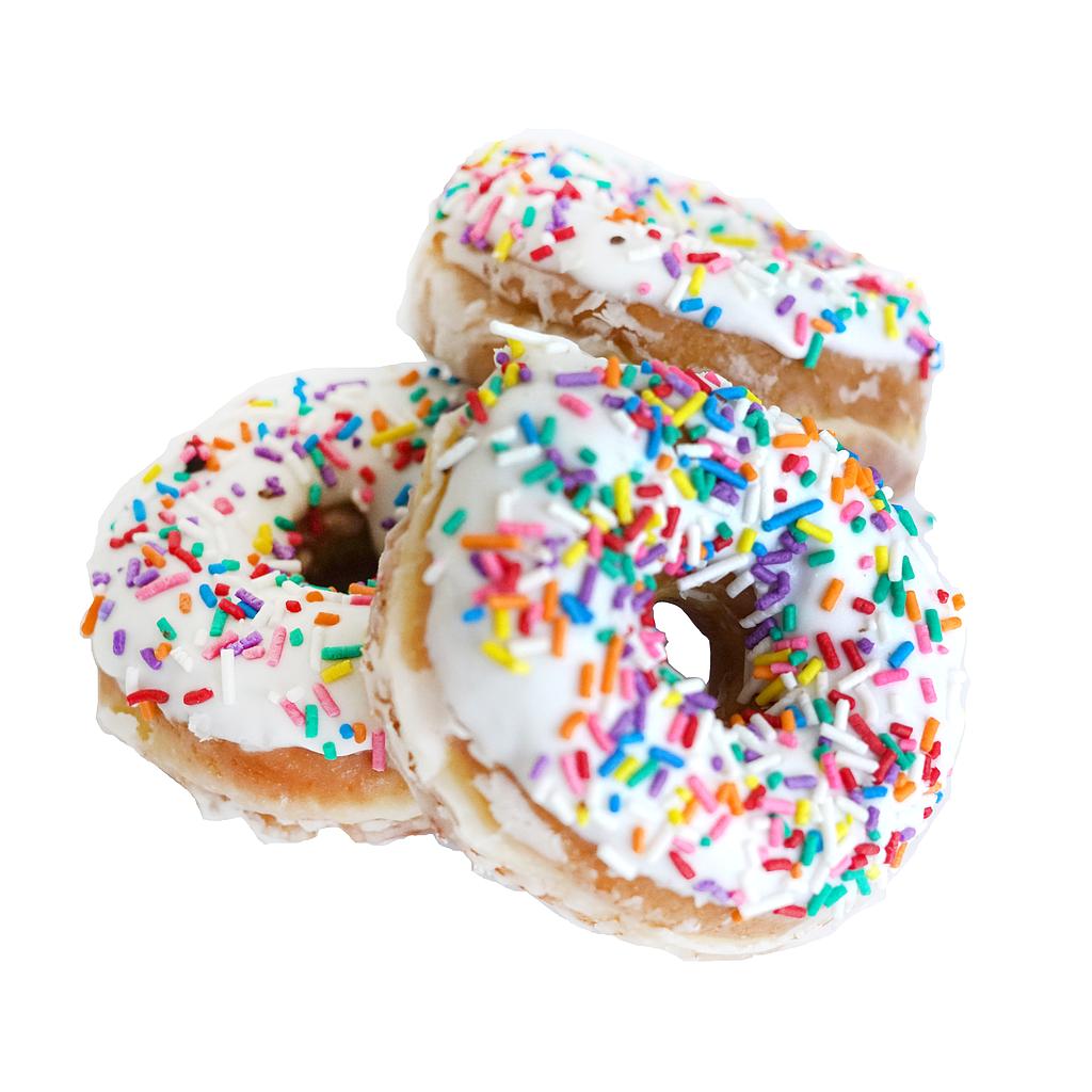 White Iced Donut w/Rainbow Sprinkles