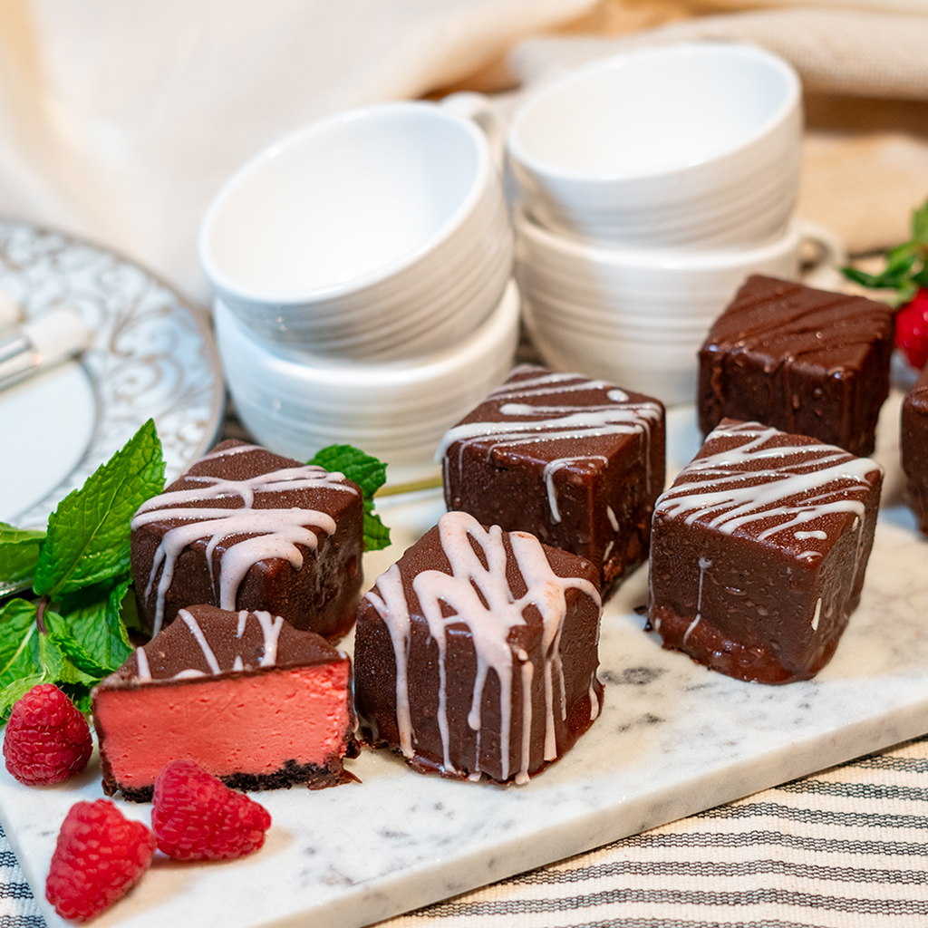 Raspberry Chocolate Dippers Cheesecake Squares