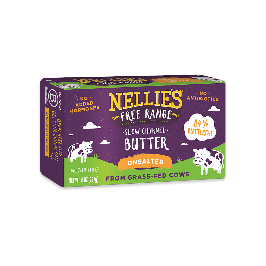 Nellie's Free Range Unsalted Butter - 8 oz