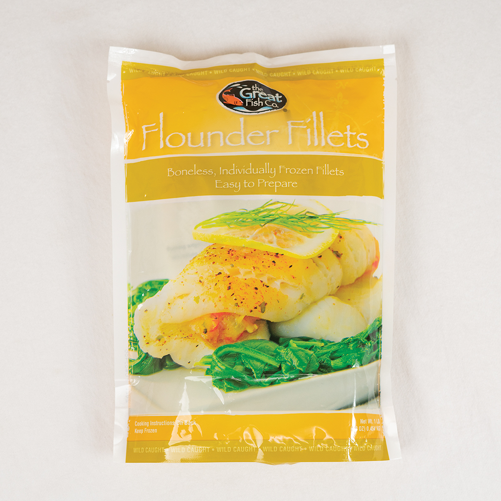Flounder Fillets Boneless Skinless Raw Frozen 1# bag