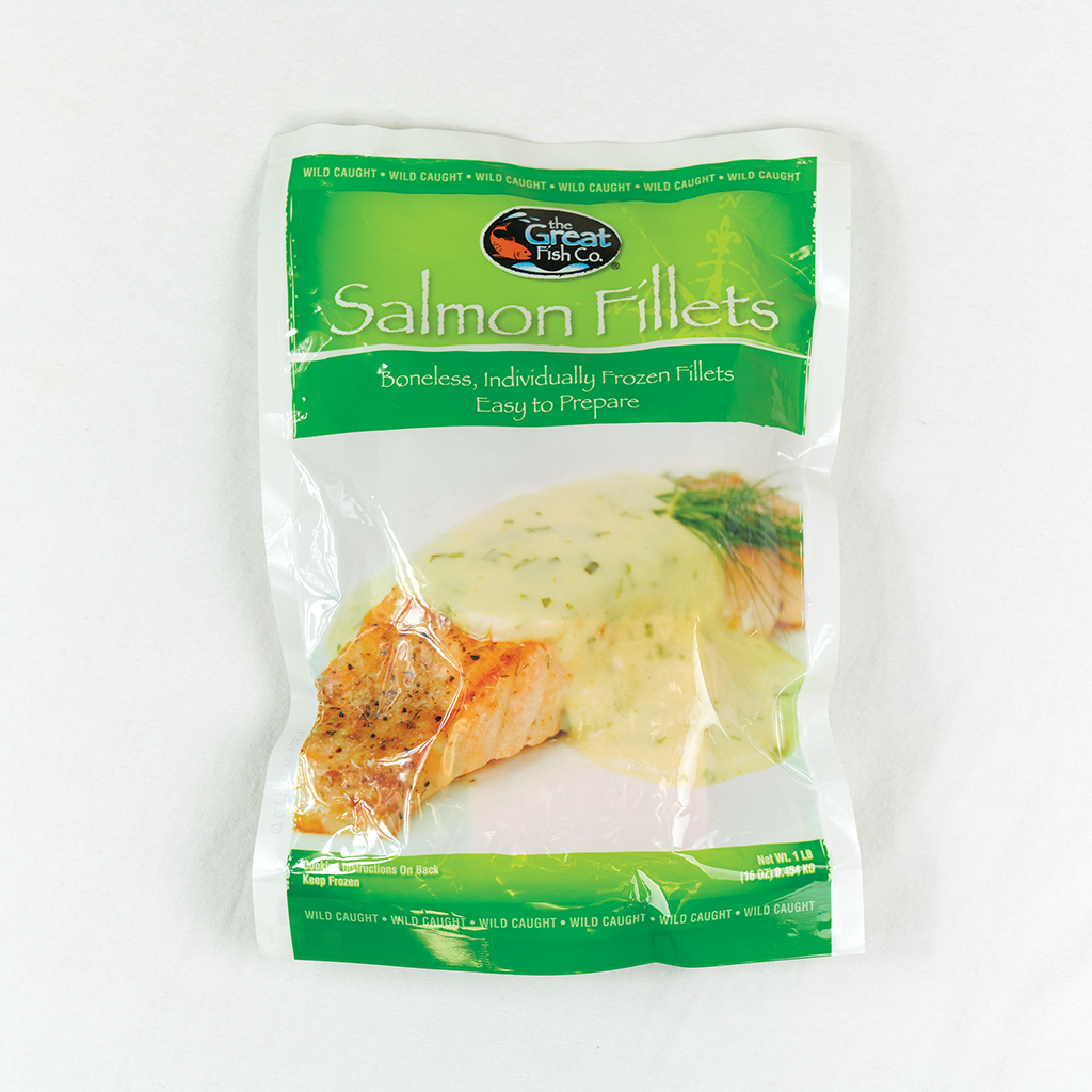 Salmon Fillets Boneless Skinless Raw Frozen 1# bag