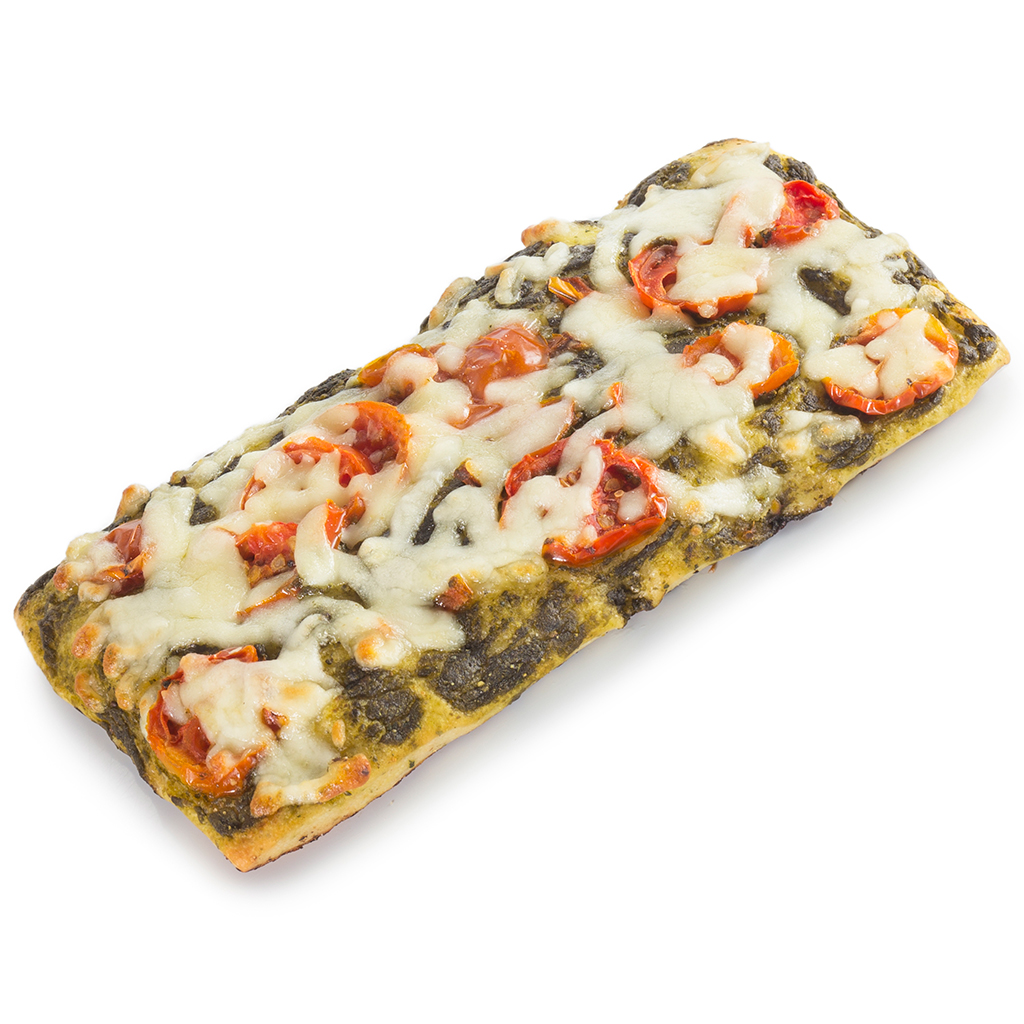 Cherry Tom Pesto Moz Foc Flatbread Pizza